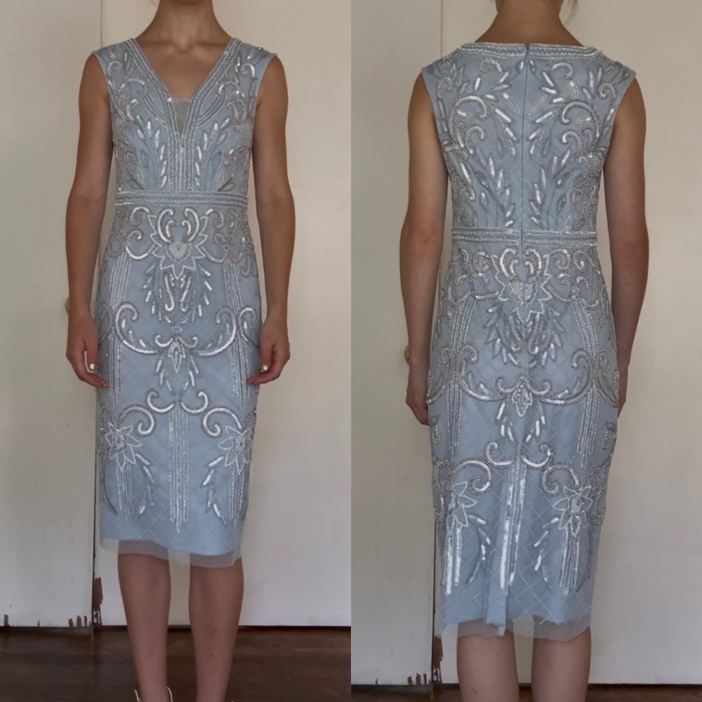 Discontinued Aidan Mattox Baby Blue Tea Dress